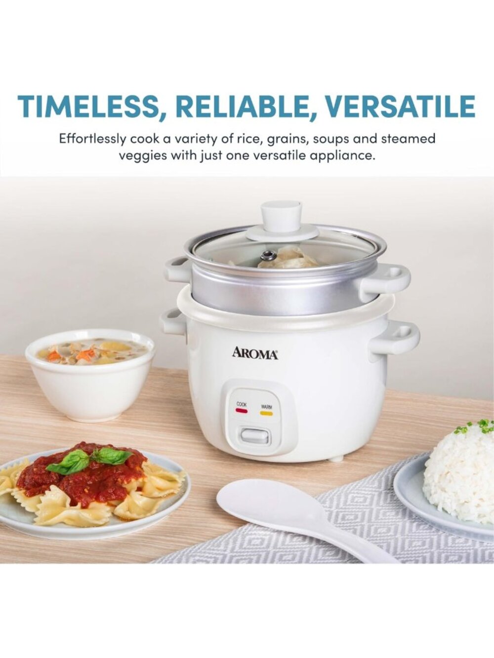 Compact 2-Cup Rice Cooker & Steamer, Auto Keep Warm, Multi-Function Grain & Soup - Picture 6 of 9